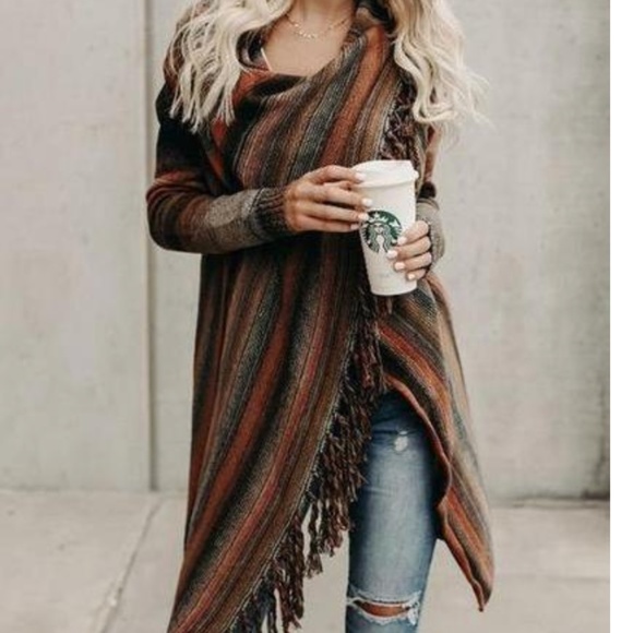 Asymmetric multi-style boho cardigan light jacket - Picture 1 of 8